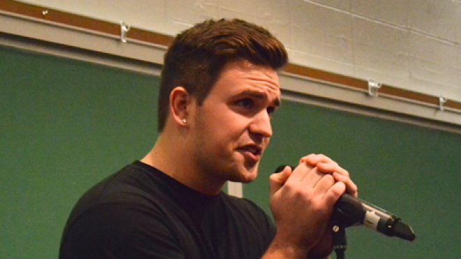 Student performs slam poetry