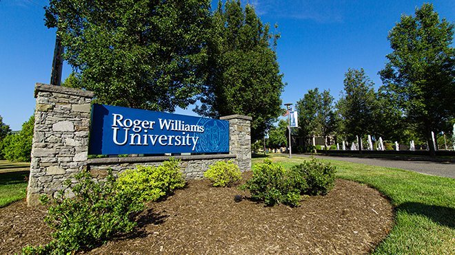 image of main entrance sign at RWU's Bristol Campus