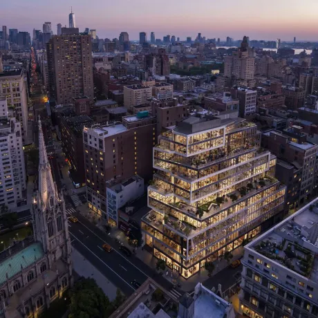 A skyview of a building designed by Perkins+Will Architects