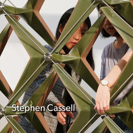 A student interacting with abstract sculpture Soleil Credit Architecture Research Office