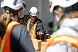 Construction management students at a building site