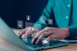 laptop with technology icons