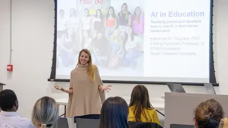 Katherine Blagden presents on artificial intelligence in education.