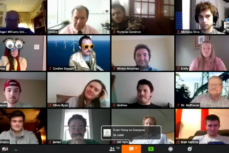Screenshot of Zoom chat with multiple faces.