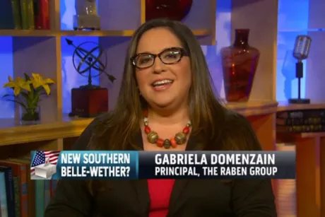 Woman speaks on broadcast news