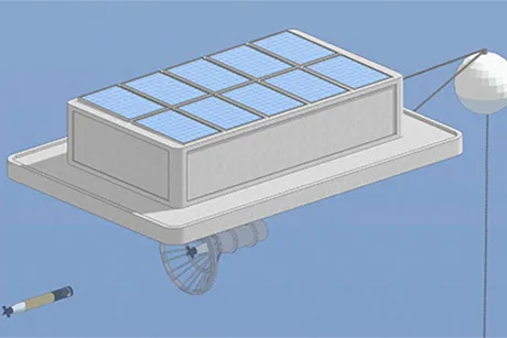 Artist rendering of a solar-powered floating energy dock.