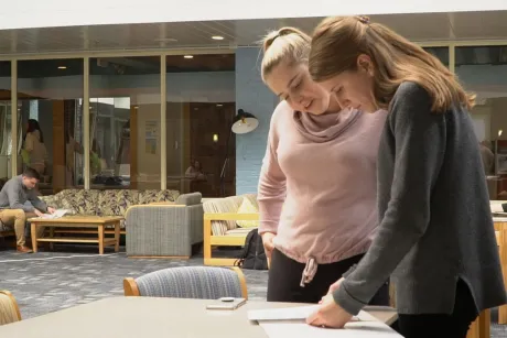 Reviewing resume with student before an interview