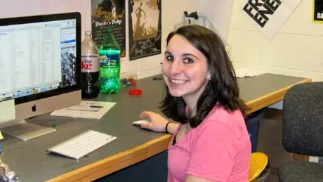 Kathleen Kiely '13 uploading music while part of WQRI as a student.