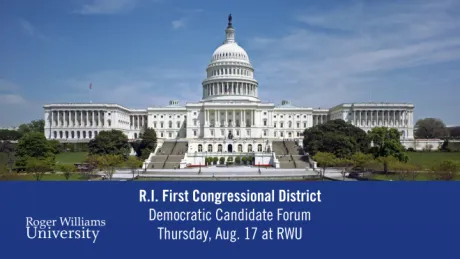 Graphic with debate information and US Capitol building