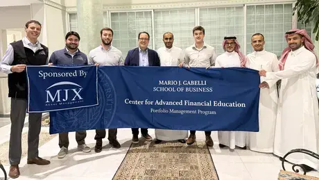 Professor of Finance Michael “Doc” Melton and Finance majors joined RWU alumni to share perspectives on Saudi Arabia’s financial landscape.
