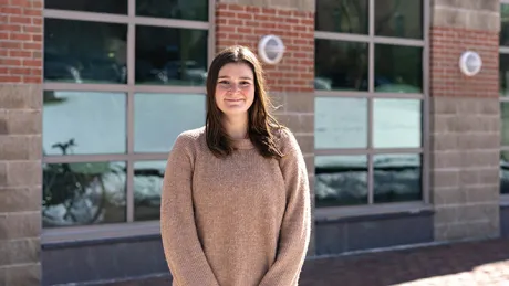 Senior Renee Gonthier outside of the MNS building