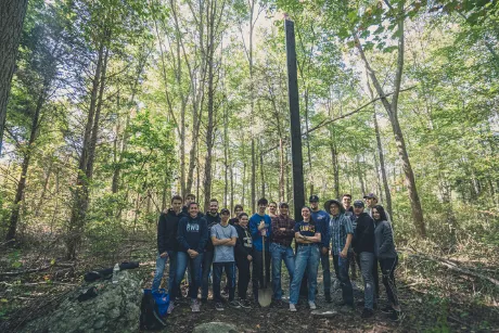 Group photo in the woods.