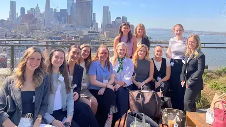Women in Business Club members take in the New York City skyline during an April professional development trip.