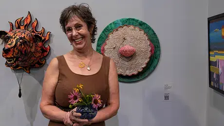 Professor and Chair of Art Anne Tait at the Growing the NetWorks exhibition.