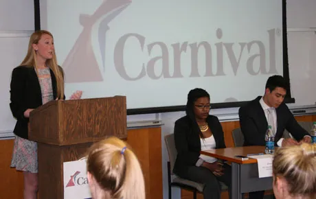 Students stage a mock press conference