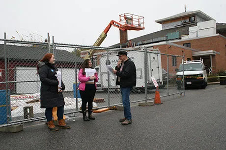 Students conduct voter exit polls on Election Day.