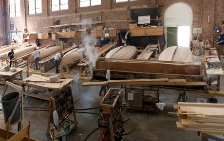Inside a boat-builder shop