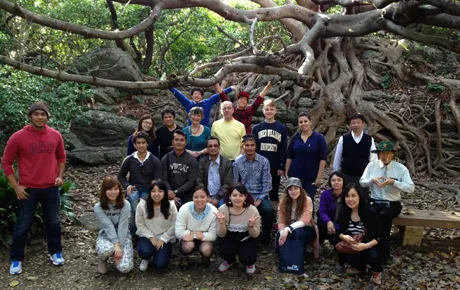 Students in front of a tree