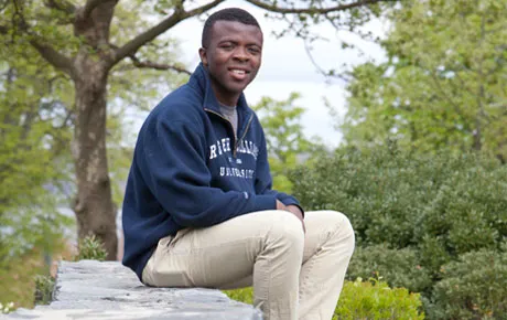 Student sits in the university quad