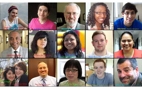 Collage of portraits of people across campus