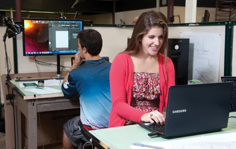Students work on Samsung stations
