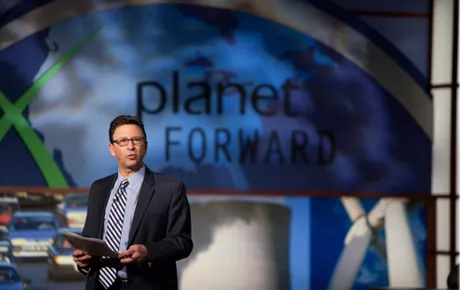 Man introducing conference