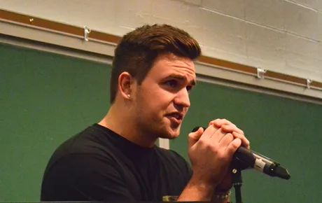 Student performs slam poetry