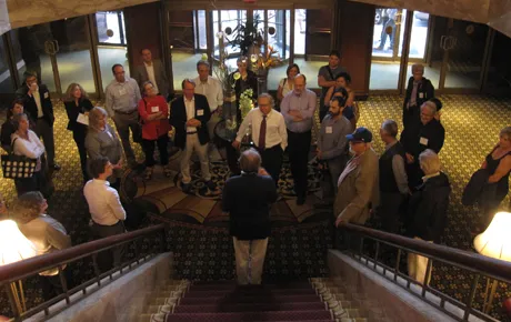 People tour a historic home