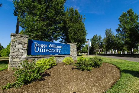 image of main entrance sign at RWU's Bristol Campus