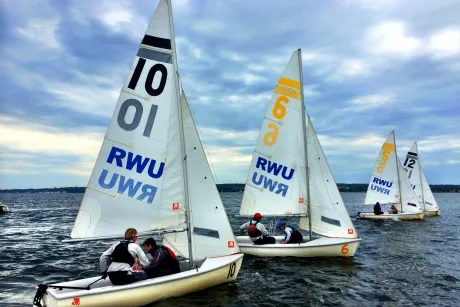 Sailing team practices.