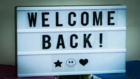 image of welcome back sign