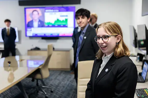 Students work in center for advanced financial education