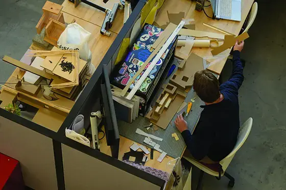 Working on projects in the architecture studio