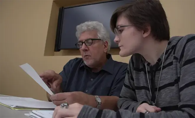 Nataliya Murphy '16 works with filmmaker Christian de Rezendes