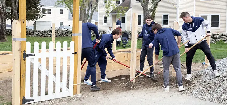 Students work on a garden project