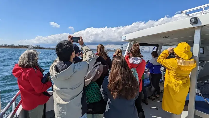 Honors students on field trip in Mt. Hope Bay