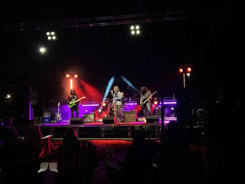Student band performing live music outside of Global Heritage Hall