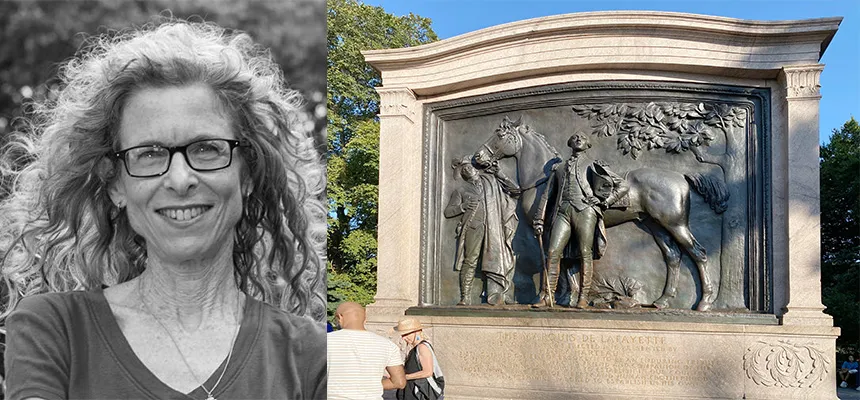 Michele Bogart and the Lafayette Memorial, Prospect Park, Brooklyn, NY