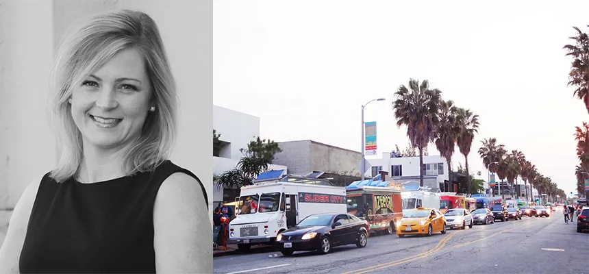 Ginette Wessel's photo paired with a food truck line up in California