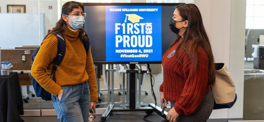 image of two students during RWU's inaugural First Generation Day Celebration