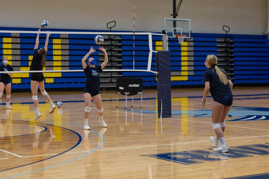 Practicing volleyball 