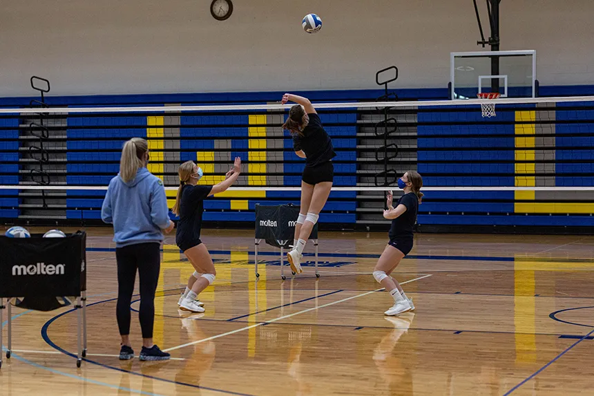 Jumping for the ball