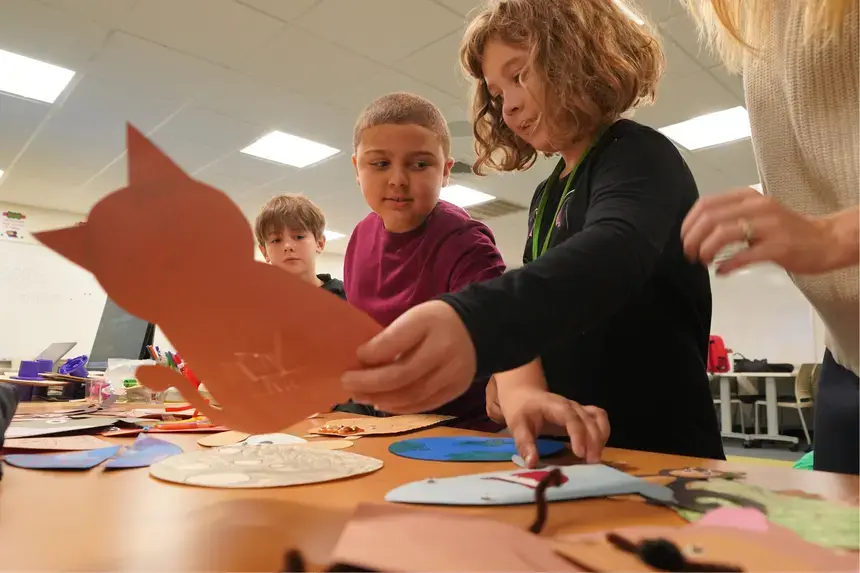 Croft School second graders at Roger Williams University.