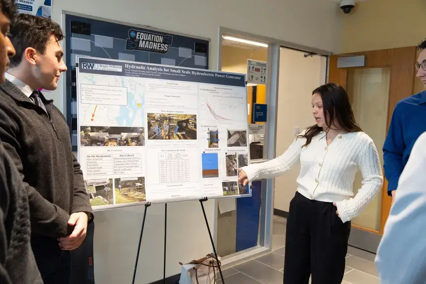 Makayla Miranda explaining her team's project. 