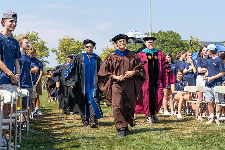 Administrators process to the stage for Convocation.
