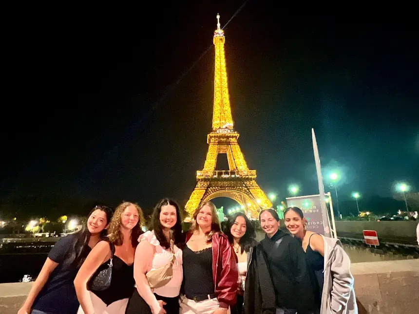 A group photo of students in France