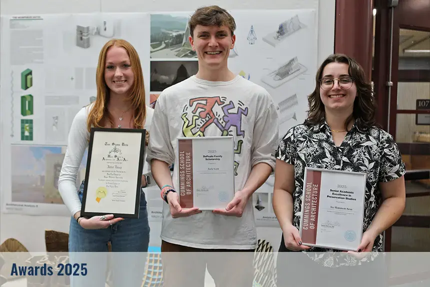 Students posing with their awards