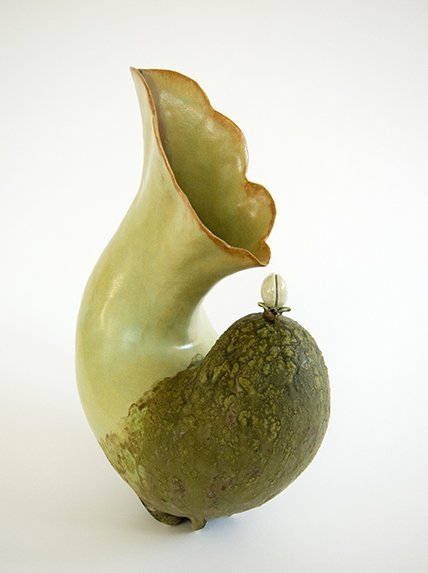"Overture” coil-built stoneware, high and low fire glazes, 12 x 8 x 5 inches