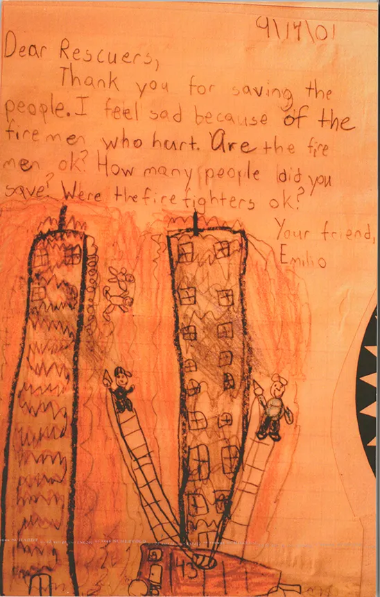 Sept. 14, 2001, letter from a child to the 9/11 rescuers