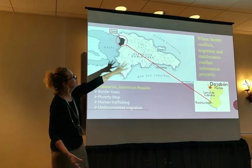 Autumn Quezada-Grant presents in class